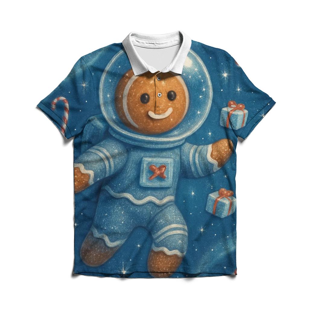 Gingerbread Astronaut Gift Drop branded logo polo shirts