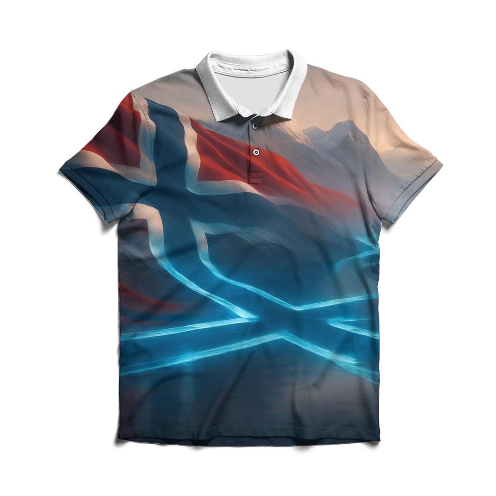 Norway Aurora Fjord Banner personalized polo shirts