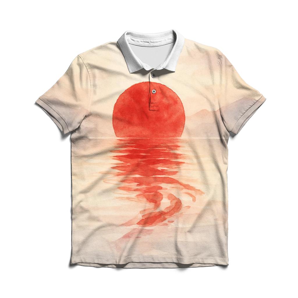 Japan Rising Sun Watercolor Drift custom polo shirts