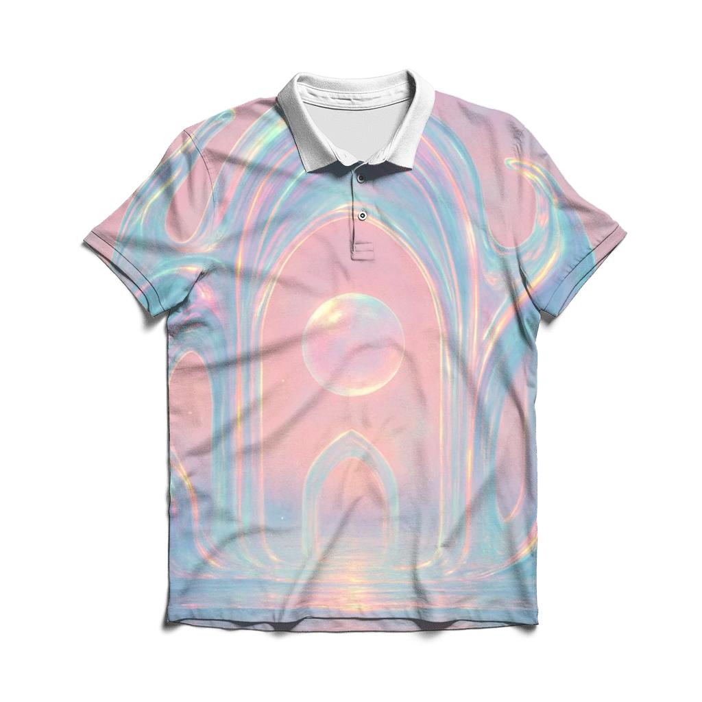 Prismatic Tidal Cathedral premium cotton polo shirts