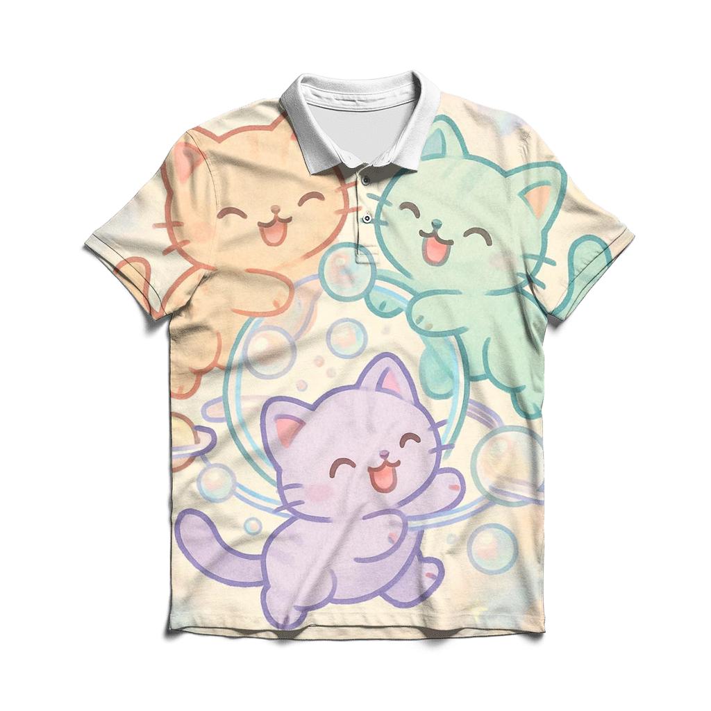 Bubble Planet Kitten Carousel designer slim fit polos