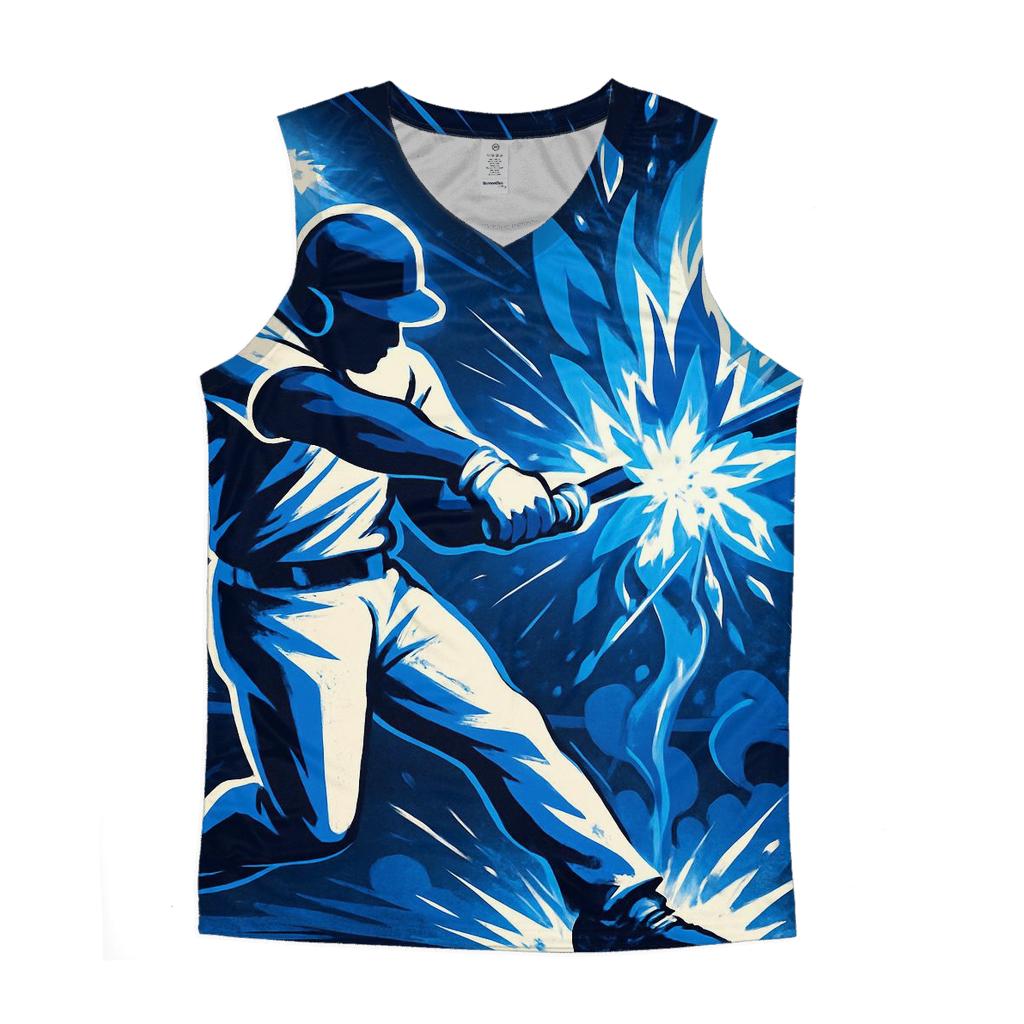 Blue Flame Bat Impact personalized athletic tanks