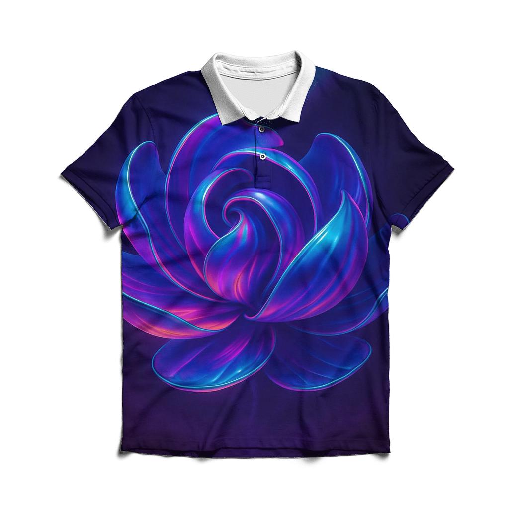 Neon Aurora Marble Bloom stylish collar polo tees