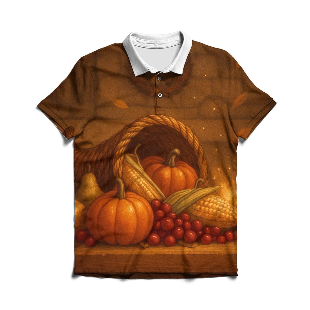 Candlelit Cornucopia Hearth branded logo polo shirts