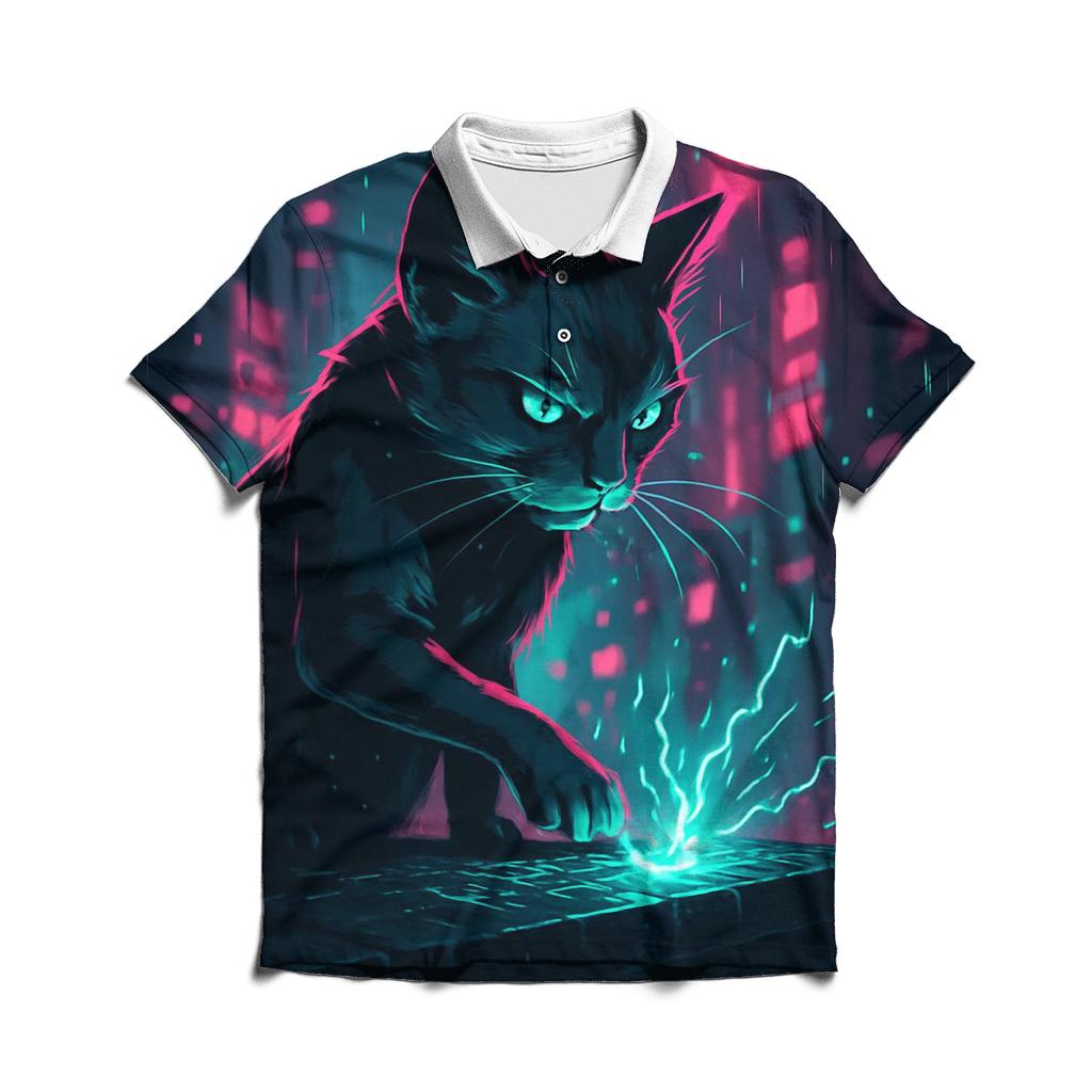 Neon Alley Circuit Cat casual sports polo shirts