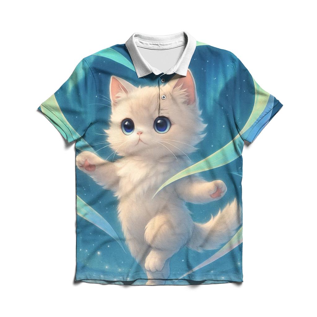 Aurora Ribbon Ballet Kitten embroidered polo tops