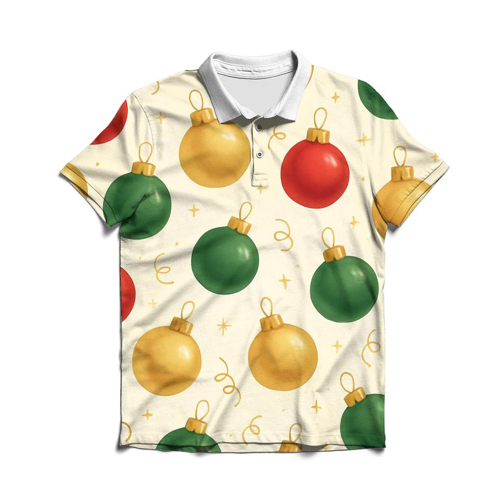 Red And Green Ornament Scatter On Cream Background branded logo polo shirts
