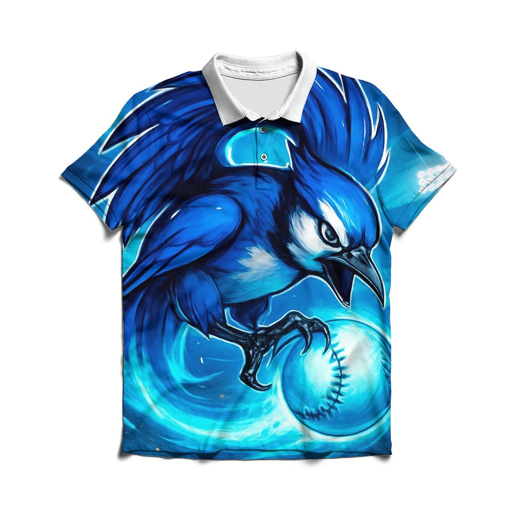 Blue Jays Aurora Fastball Burst branded logo polo shirts