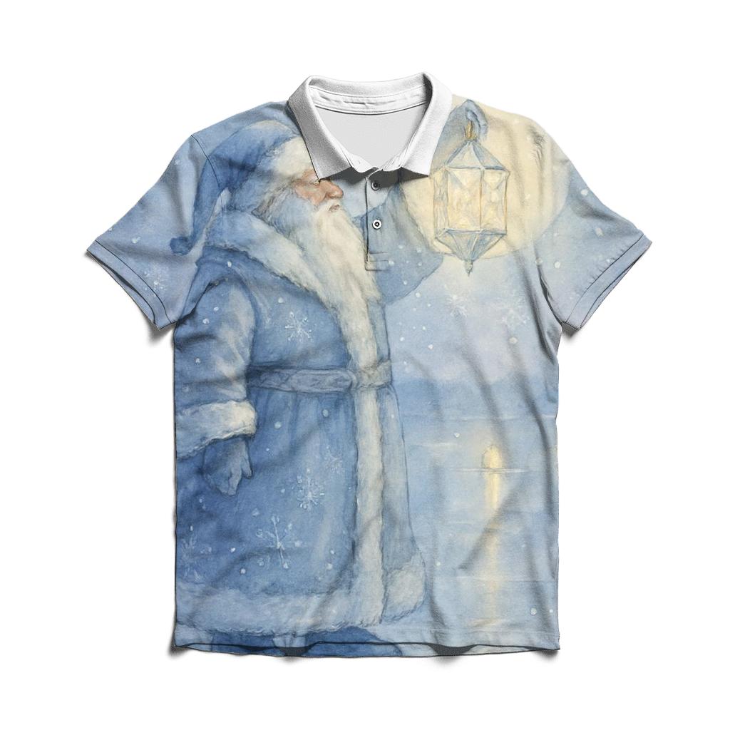 Frosted Moonlight Santa And The Ice Lanterns custom polo shirts