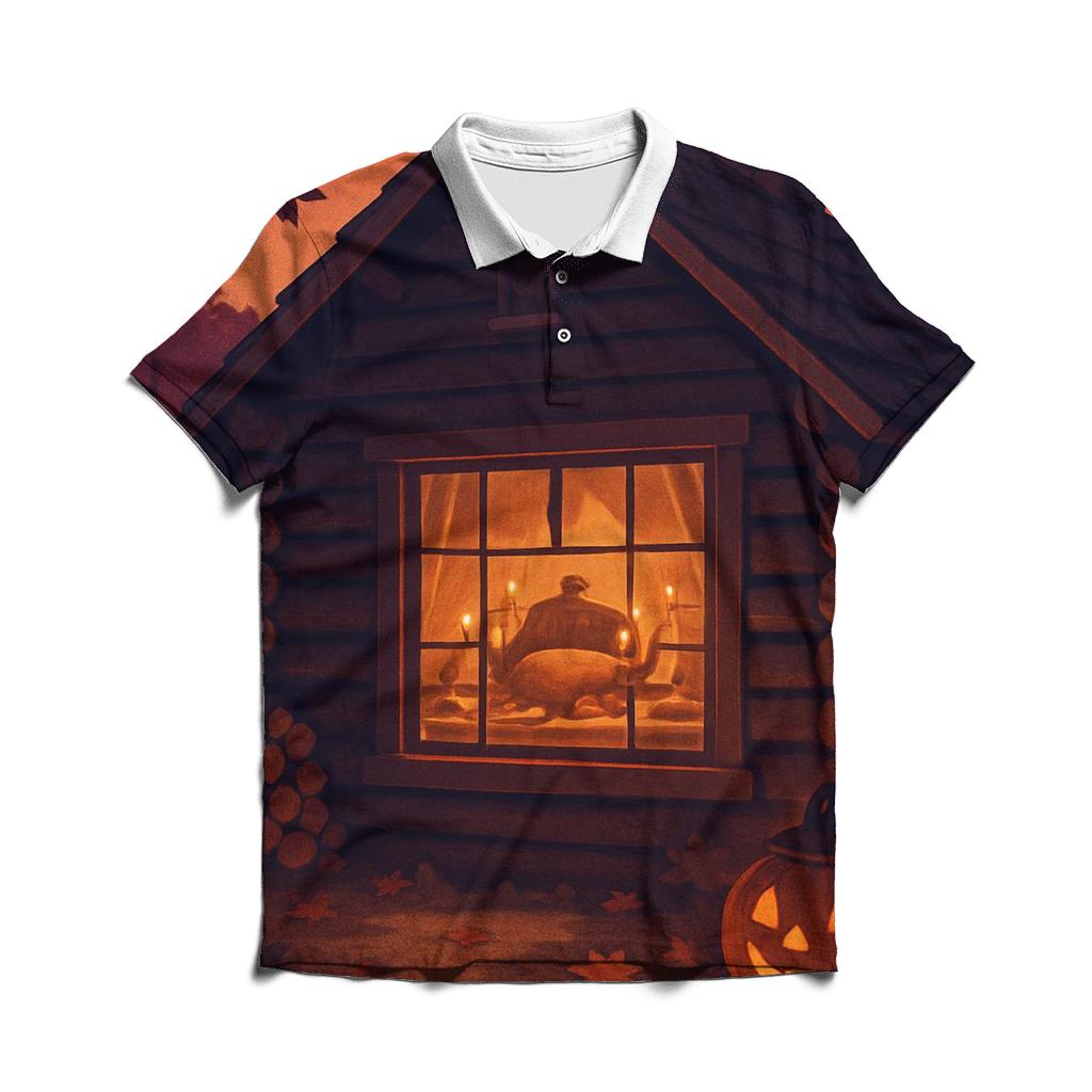 Gratitude Cabin Window Glow designer slim fit polos