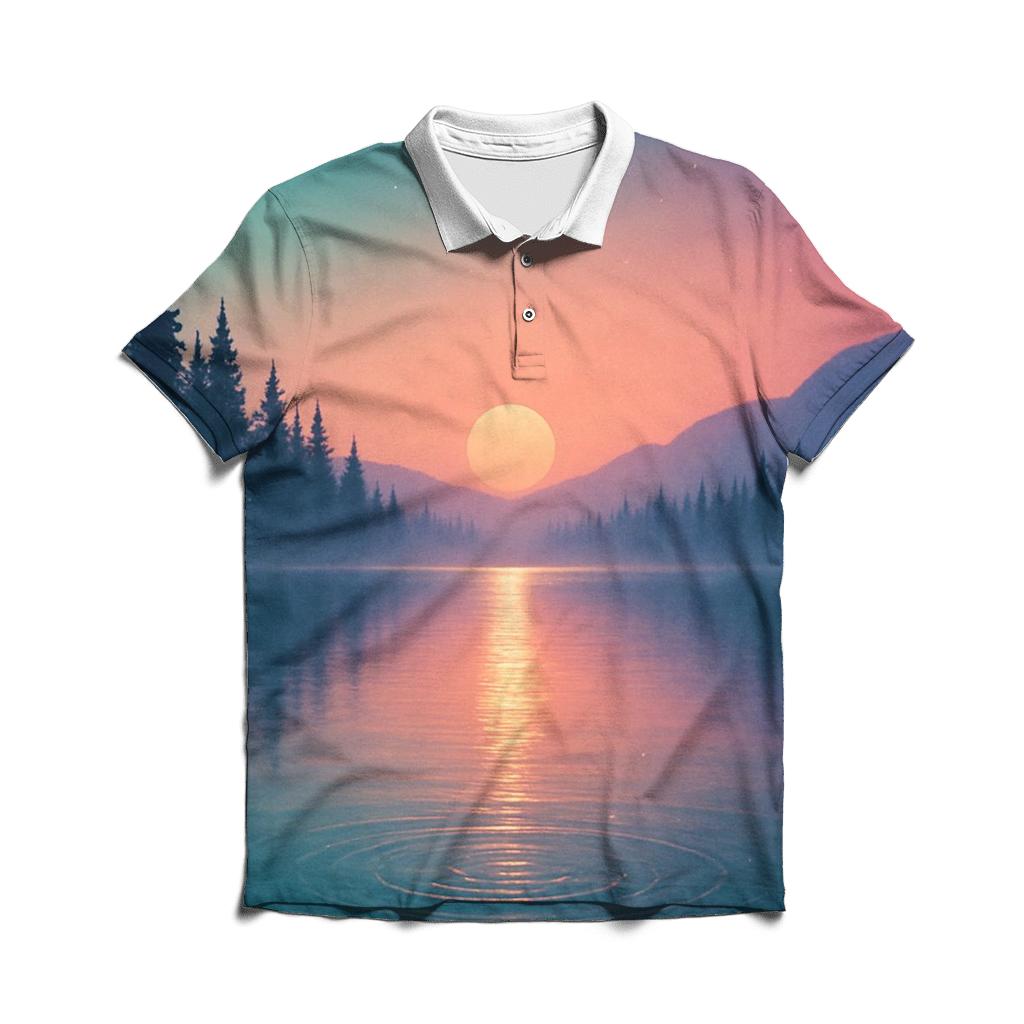 Aurora Of The Quiet Lake stylish collar polo tees