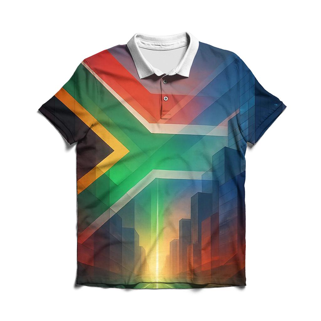 South Africa Prism Skyline Reinterpretation branded logo polo shirts