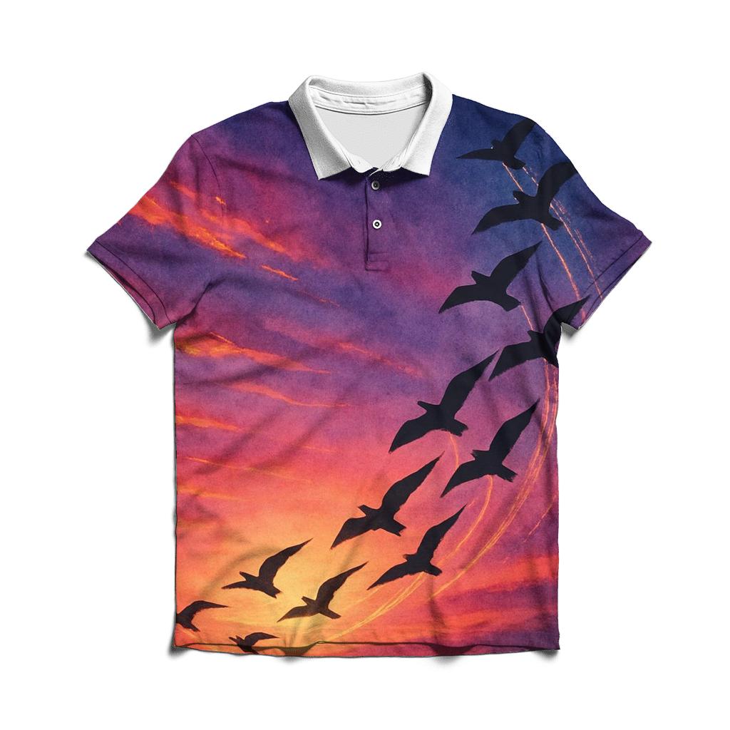 Comet Birds At Sundown classic pique polos