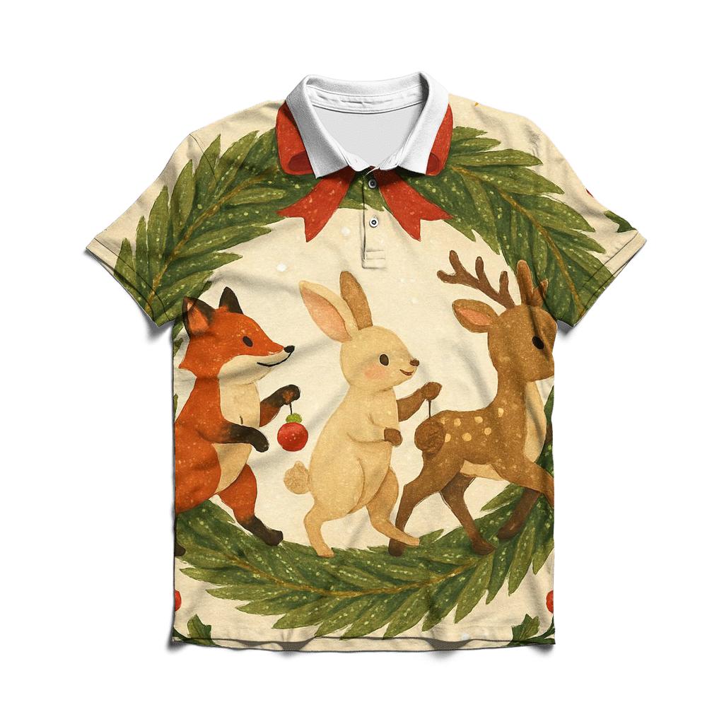 Winter Wildlife Wreath Parade branded logo polo shirts