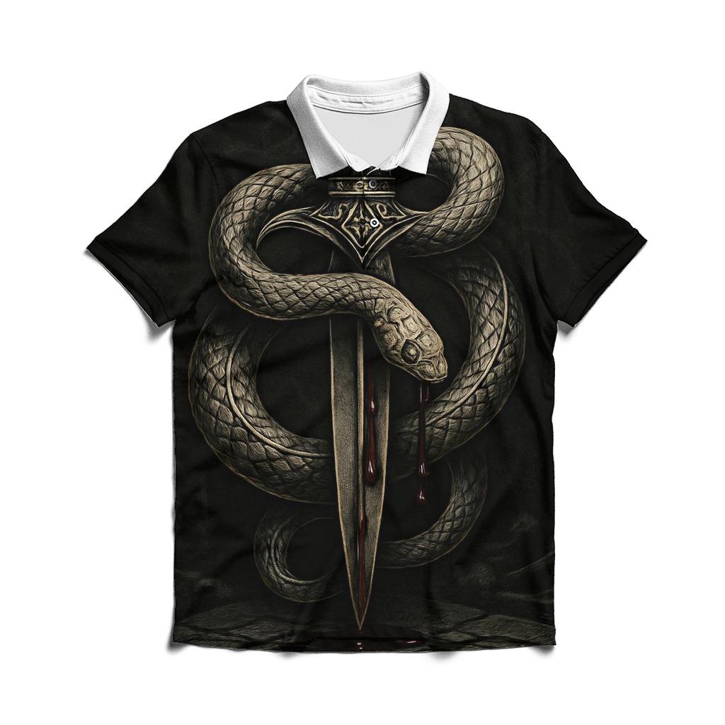 Dagger And Serpent Of The Night Oath branded logo polo shirts