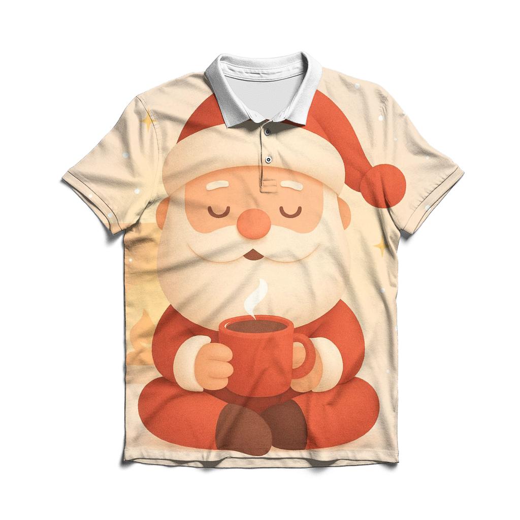 Minimal Cozy Santa With Fireplace Glow casual sports polo shirts