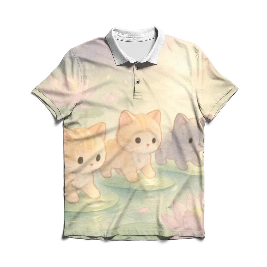 Floating Lotus Pond Kittens personalized polo shirts