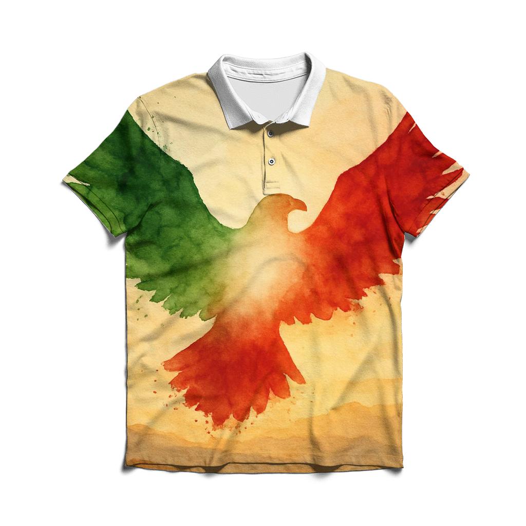 Mexico Eagle Silhouette Flag Overlay stylish collar polo tees