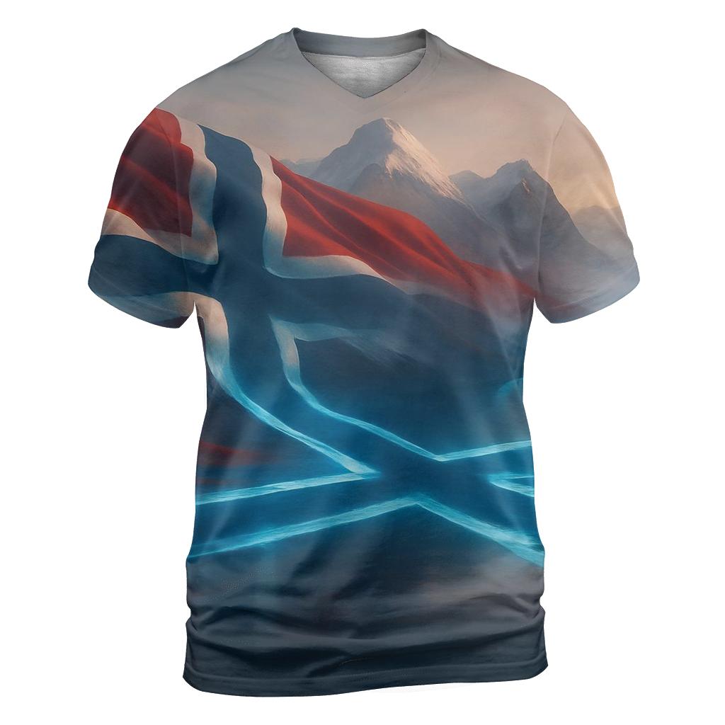 Norway Aurora Fjord Banner unique graphic print tees