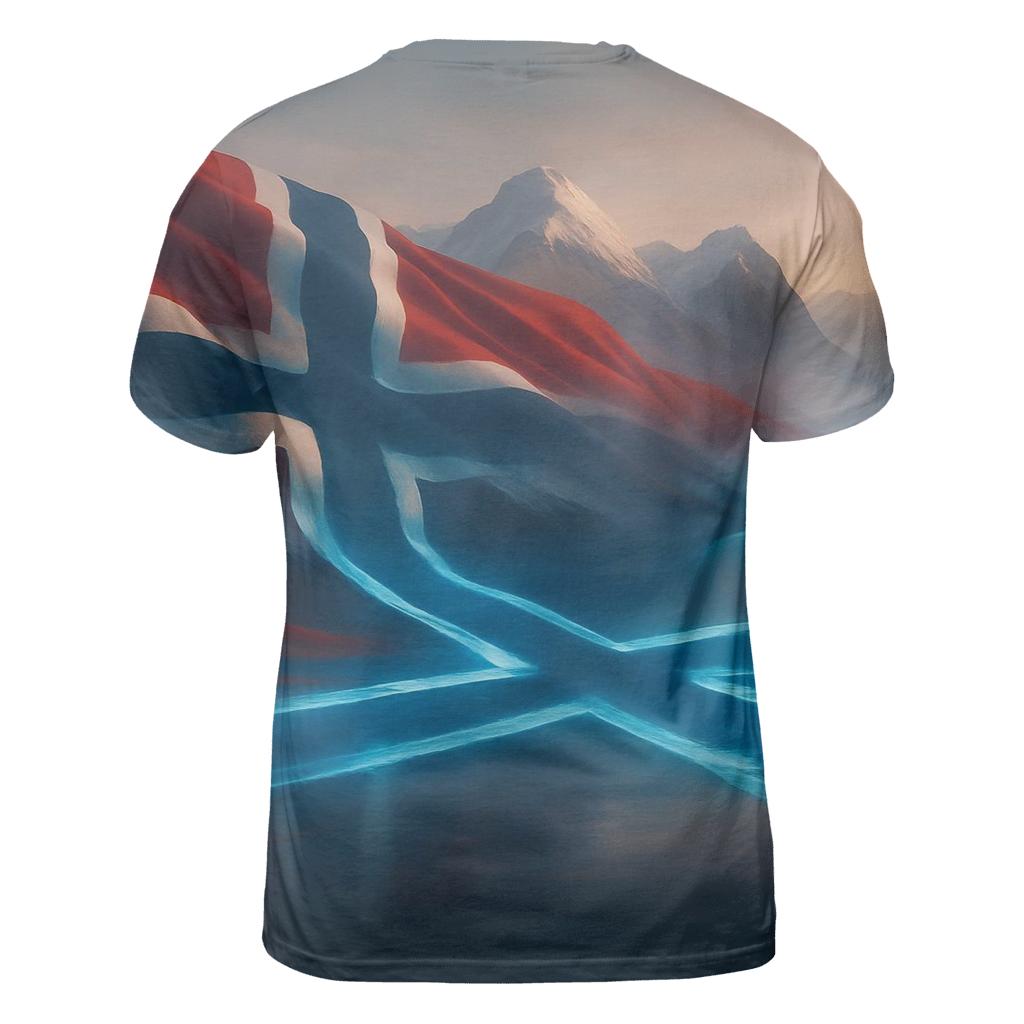 Norway Aurora Fjord Banner unique graphic print tees