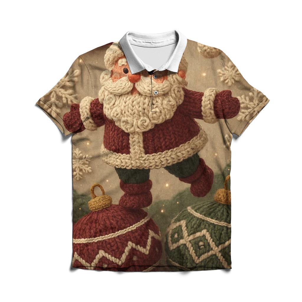 Knitted Pattern Santa In Ornament Wonderland classic pique polos