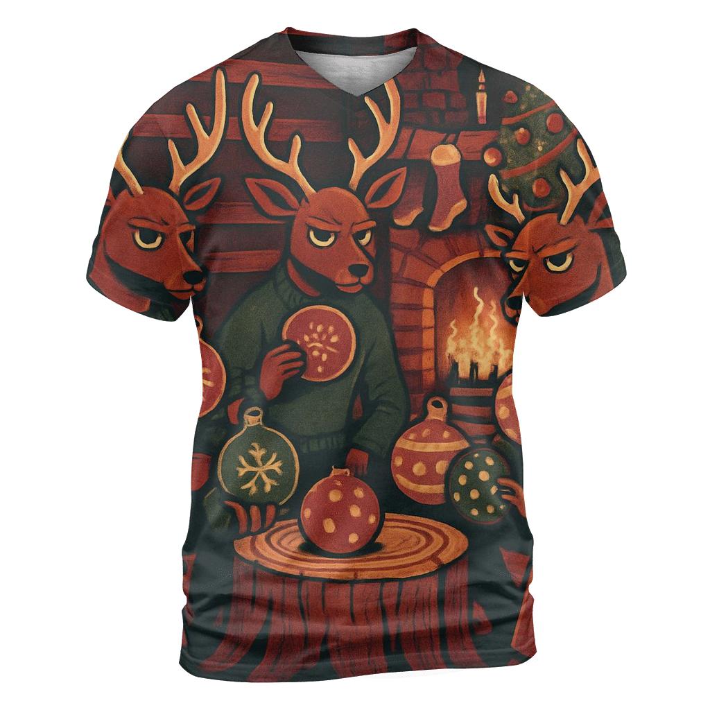 Reindeer Poker Night In Cozy Cabin Glow custom all-over print shirts