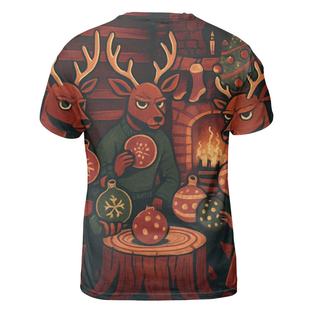 Reindeer Poker Night In Cozy Cabin Glow custom all-over print shirts