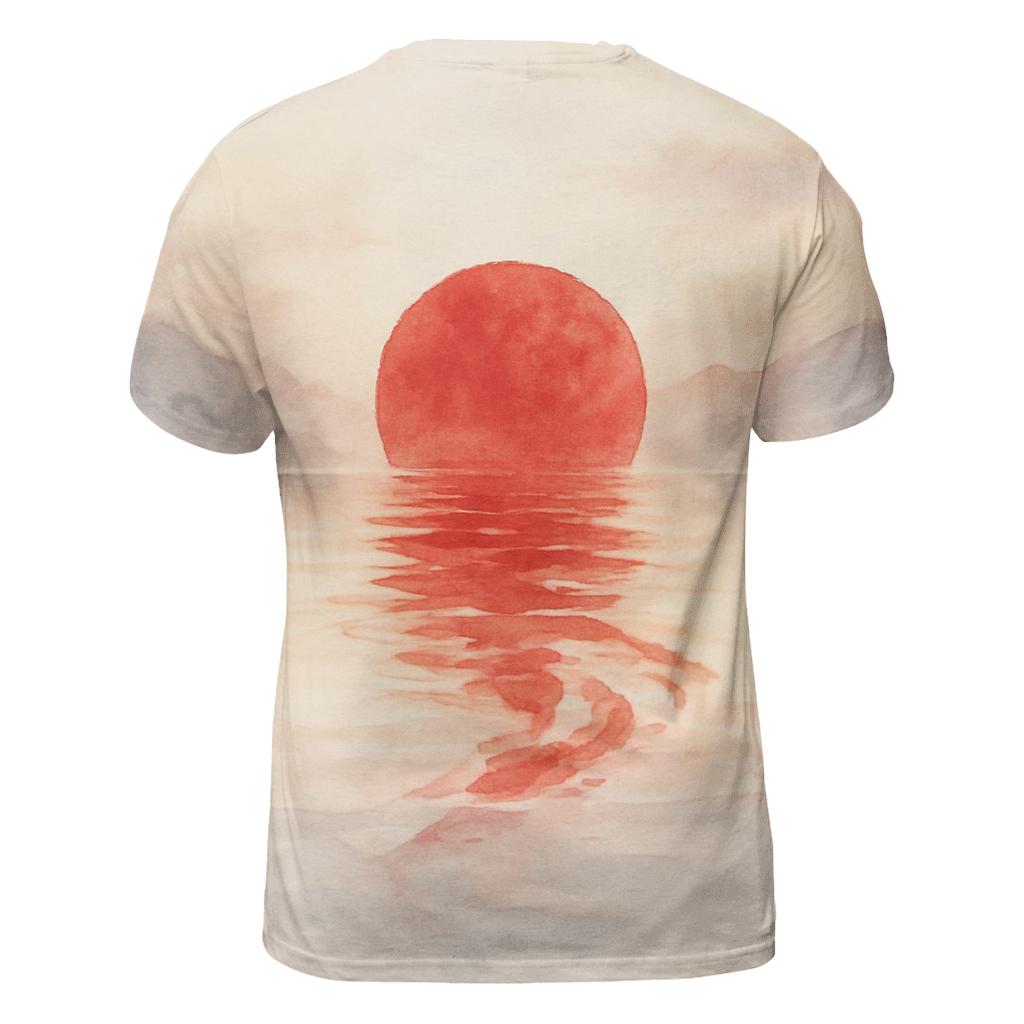 Japan Rising Sun Watercolor Drift creative print fashion shirts