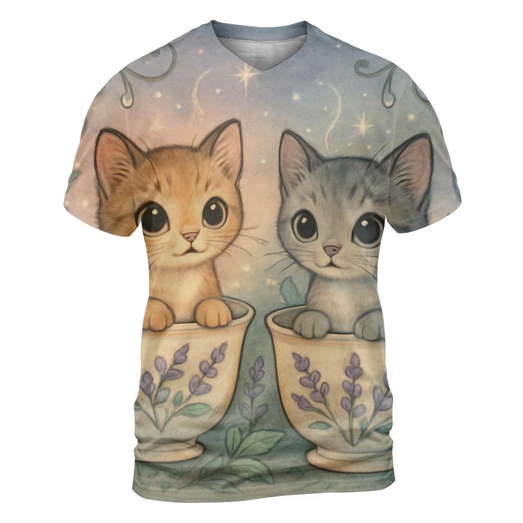 Teacup Garden Stargazer Cats trendy printed shirt styles