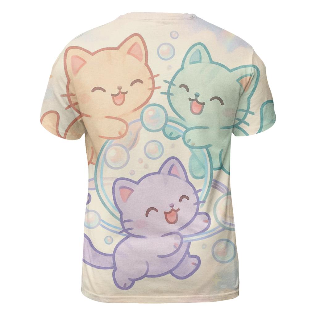 Bubble Planet Kitten Carousel designer pattern shirts