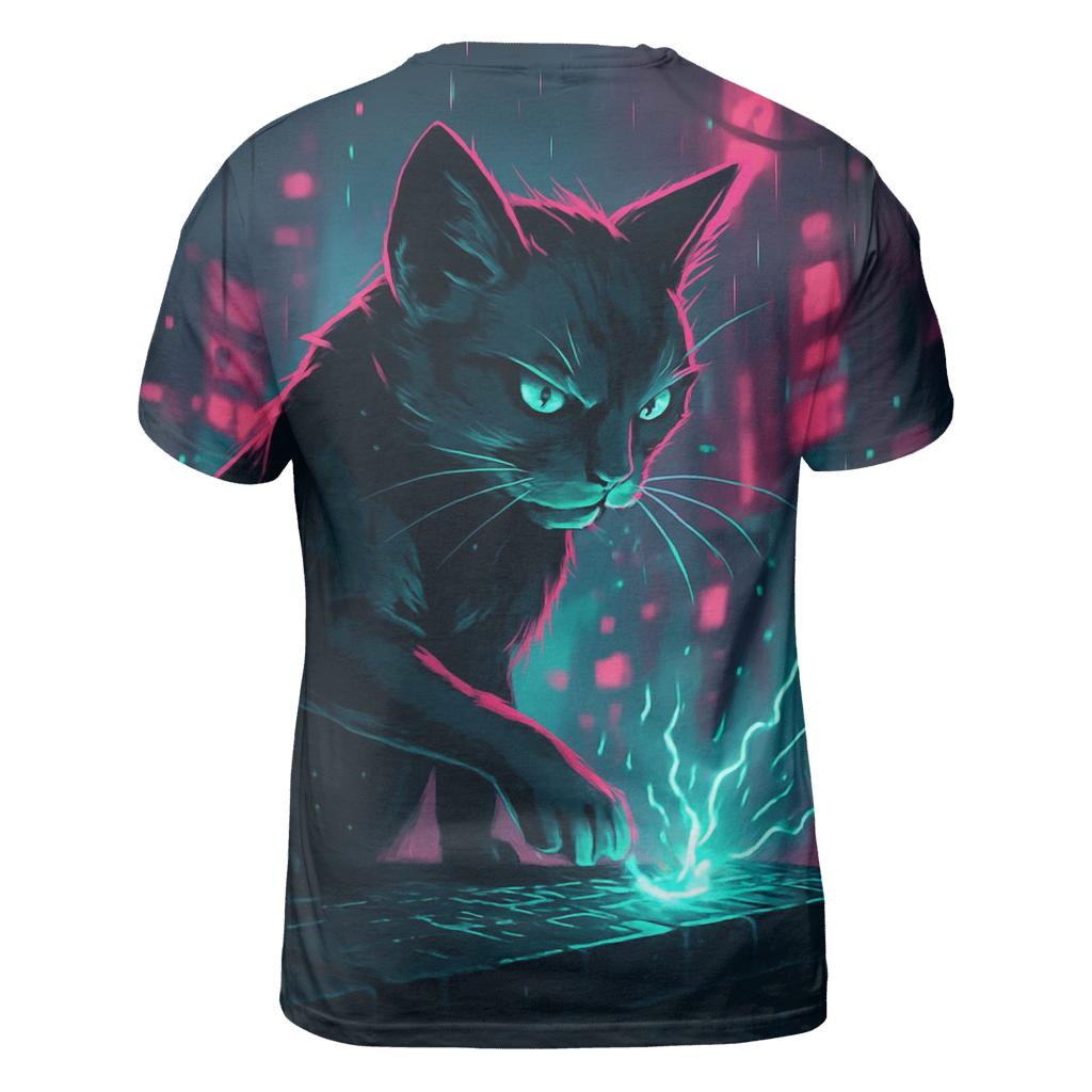 Neon Alley Circuit Cat trendy printed shirt styles