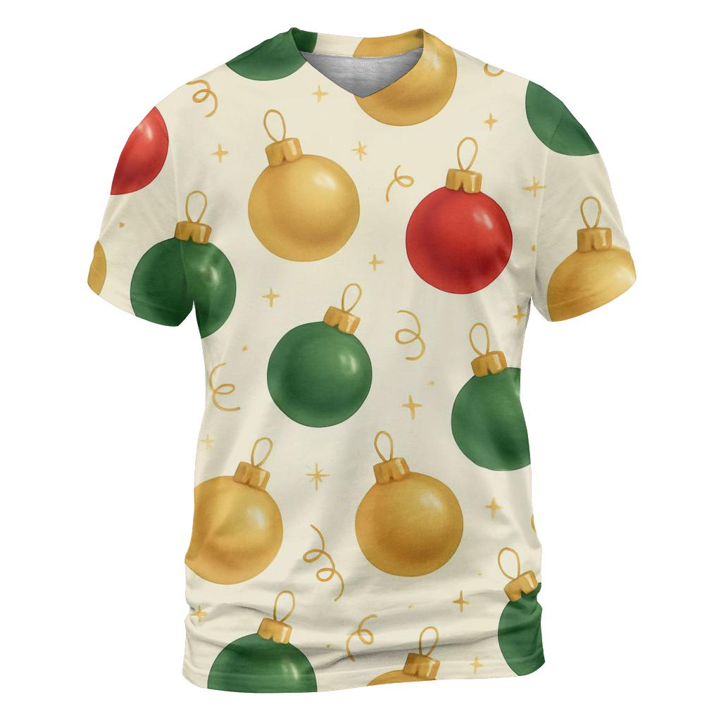 Red And Green Ornament Scatter On Cream Background creative print fashion shirts