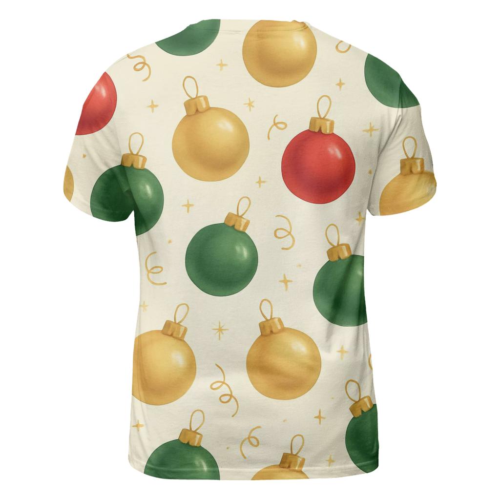 Red And Green Ornament Scatter On Cream Background creative print fashion shirts