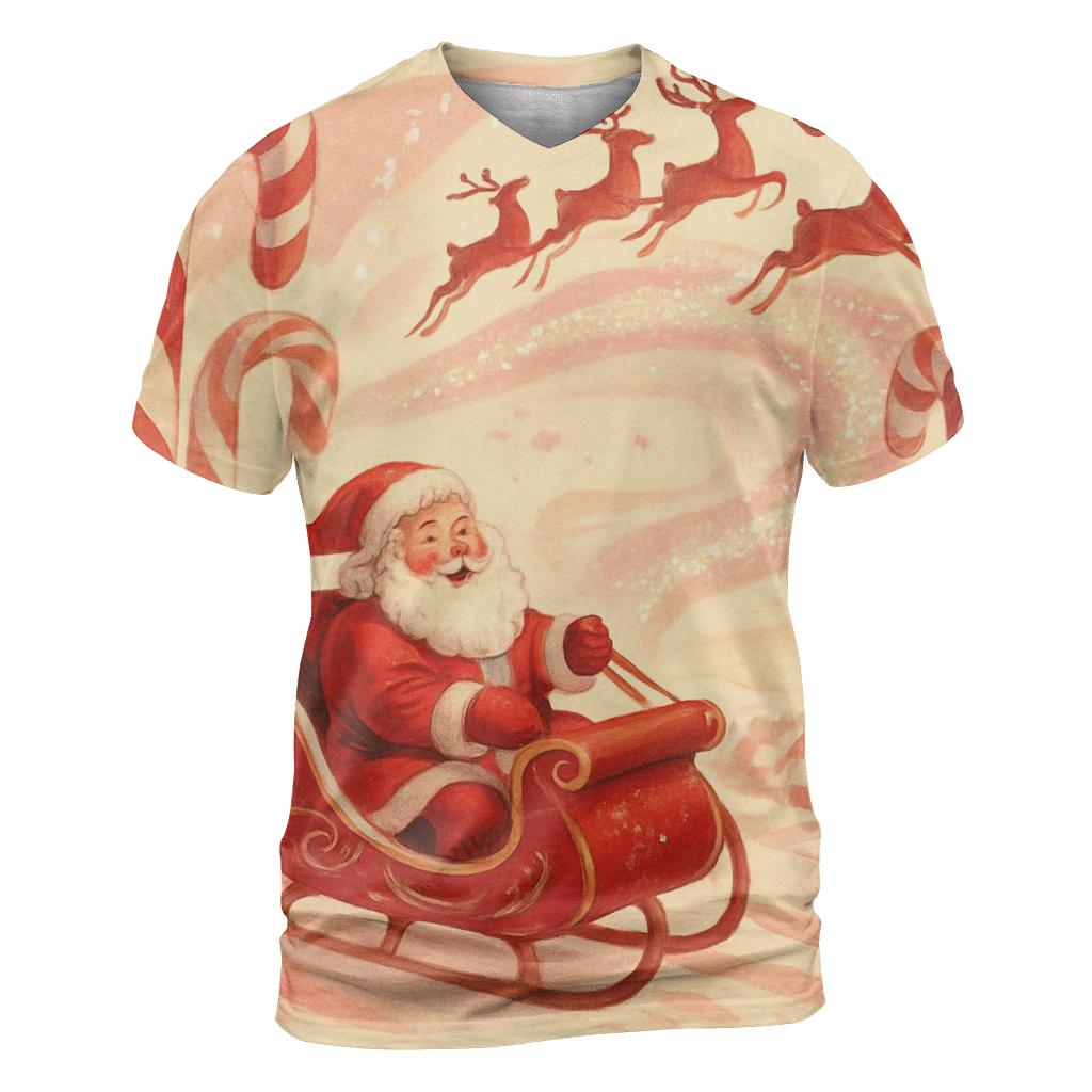 Storybook Sleigh Over Candy Cane Canyons creative print fashion shirts