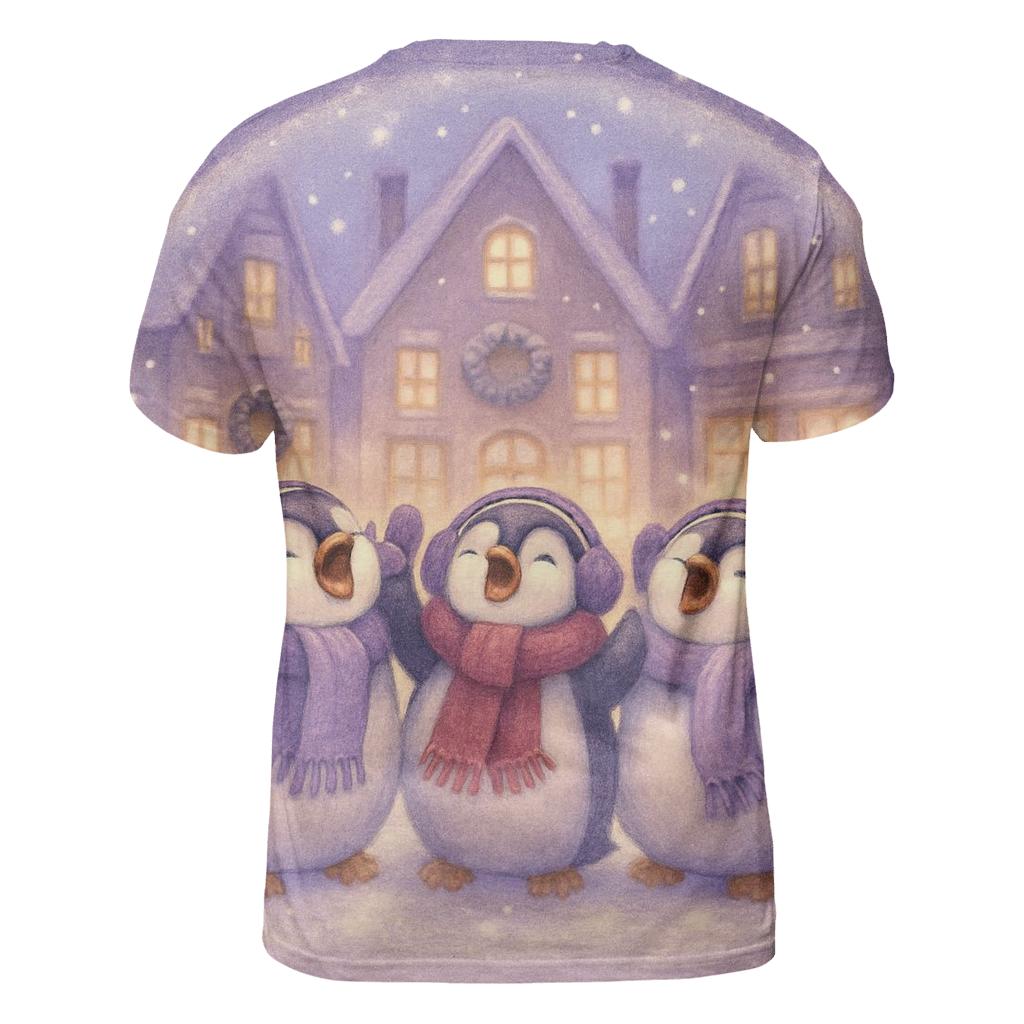 Penguin Carolers In Snow Globe Street Scene creative print fashion shirts