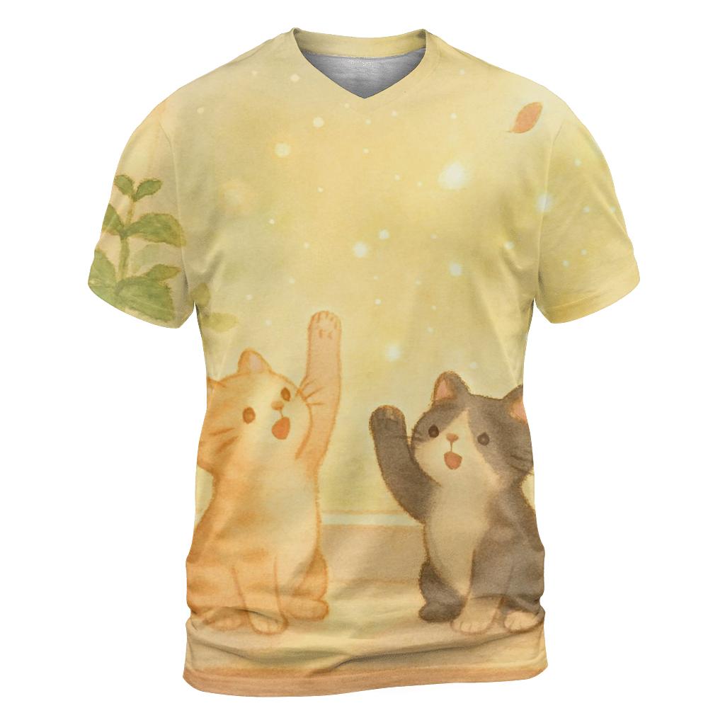 Sunbeam Window Herb Cats vibrant all-over design tees