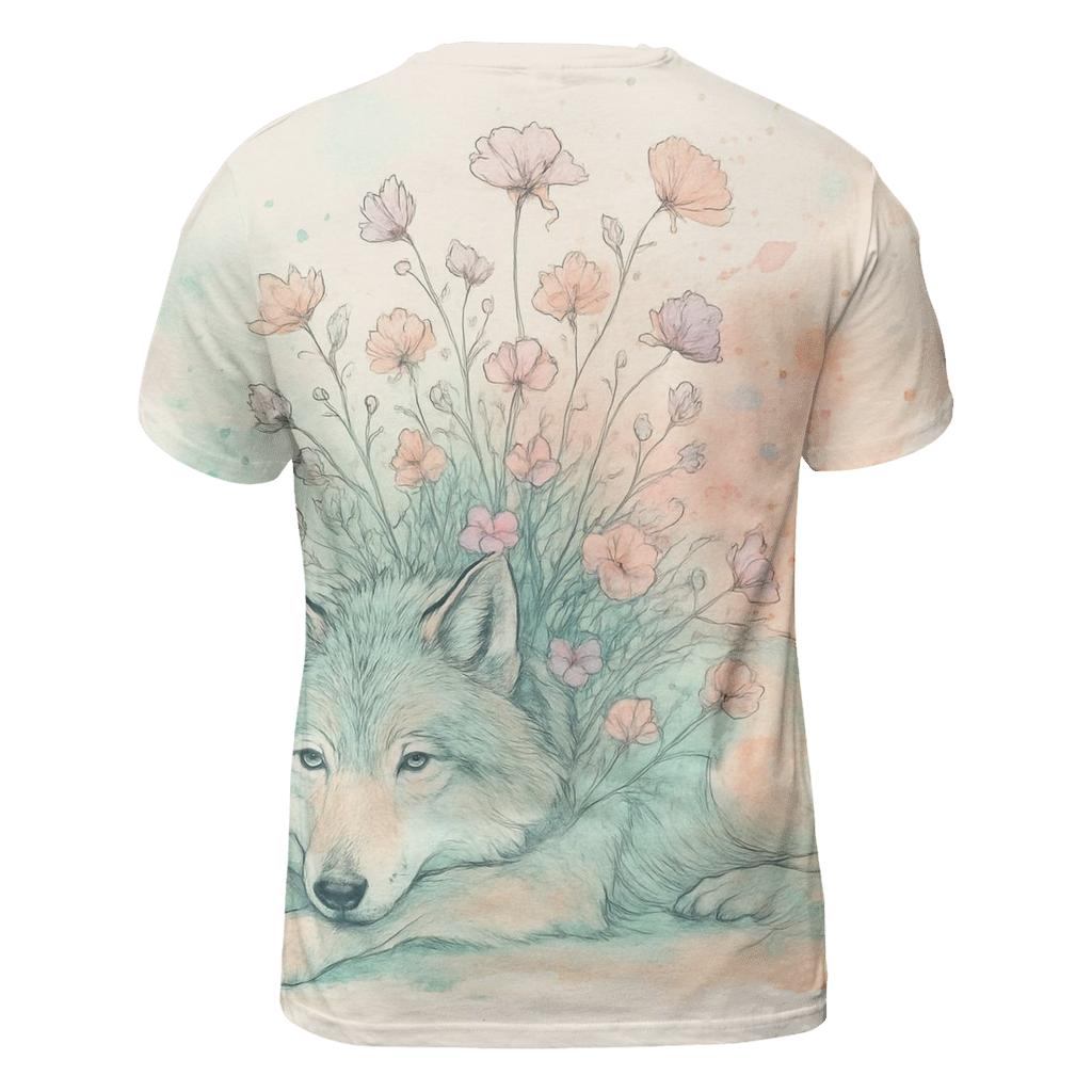 Meadow Ink Bloom Wolf creative print fashion shirts