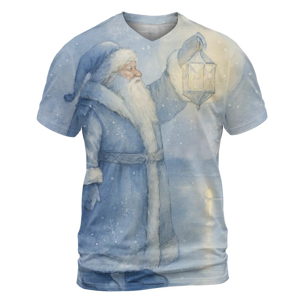 Frosted Moonlight Santa And The Ice Lanterns vibrant all-over design tees