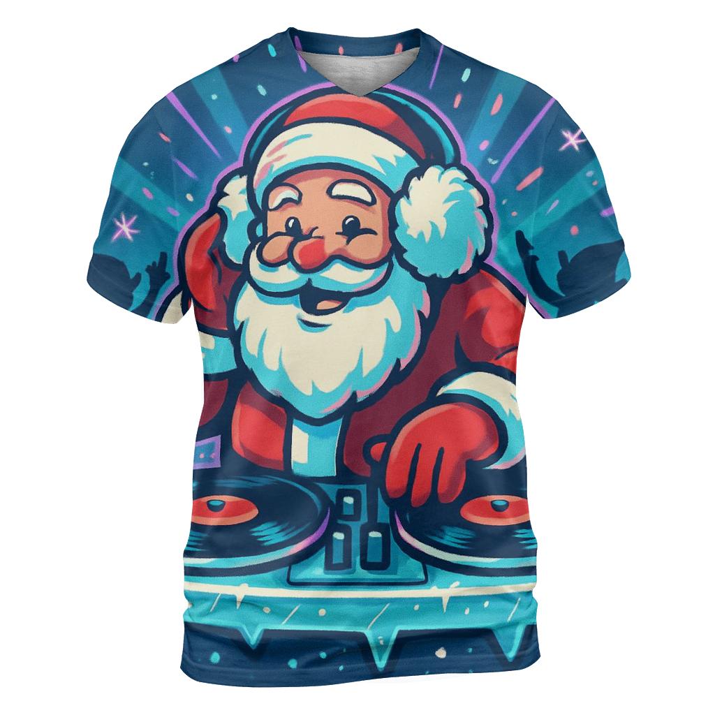 Santa DJ At The Arctic Vinyl Party trendy printed shirt styles