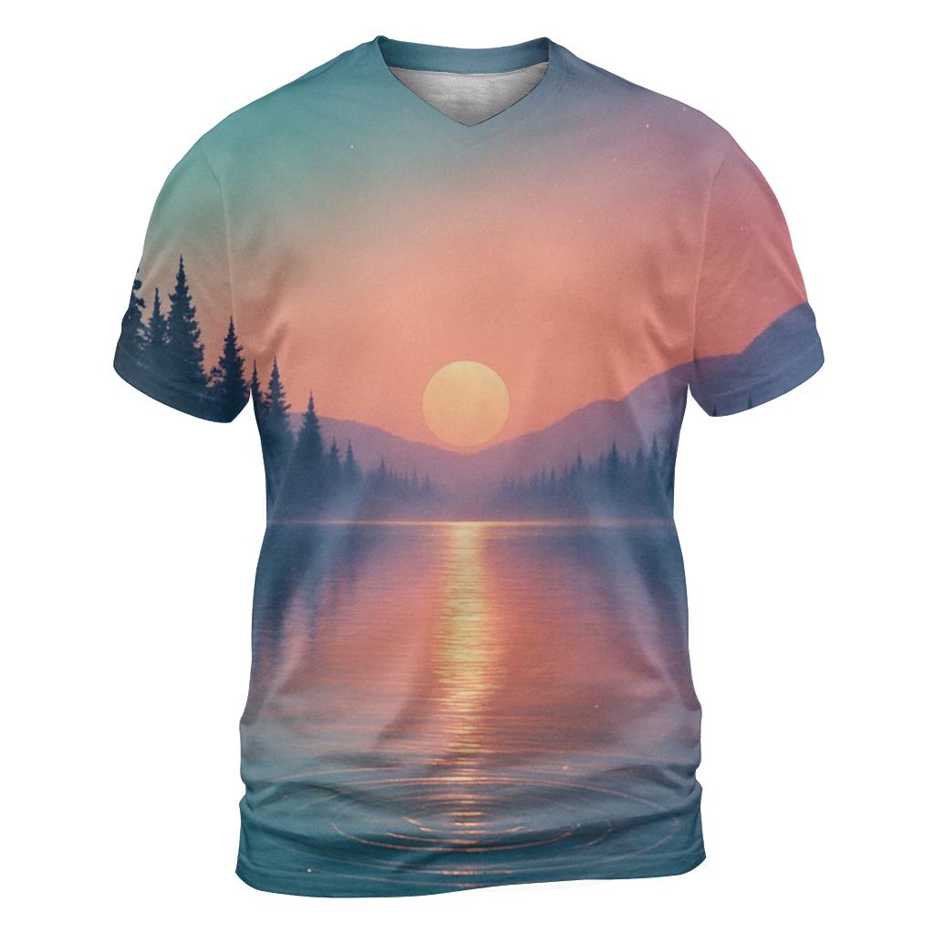 Aurora Of The Quiet Lake vibrant all-over design tees