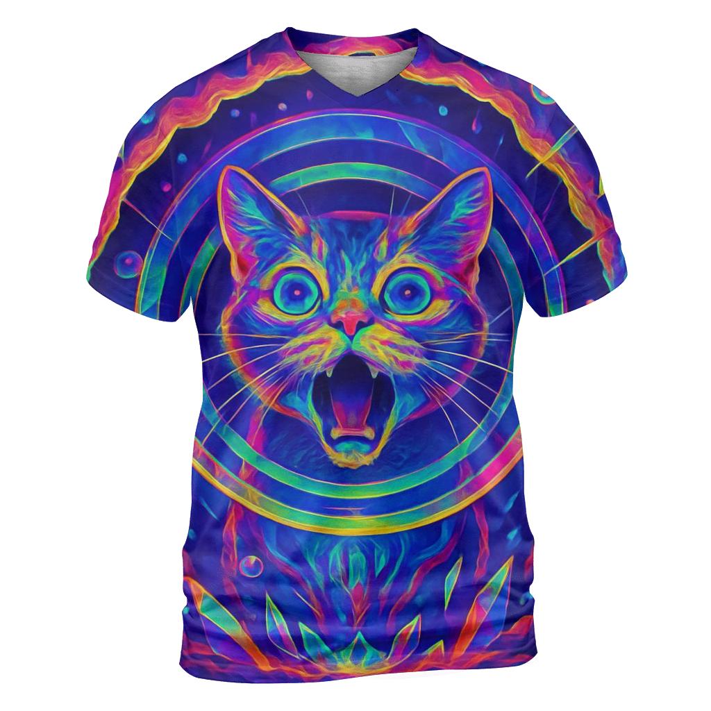 Crystal Cave Echo Cat artistic all-over print tops