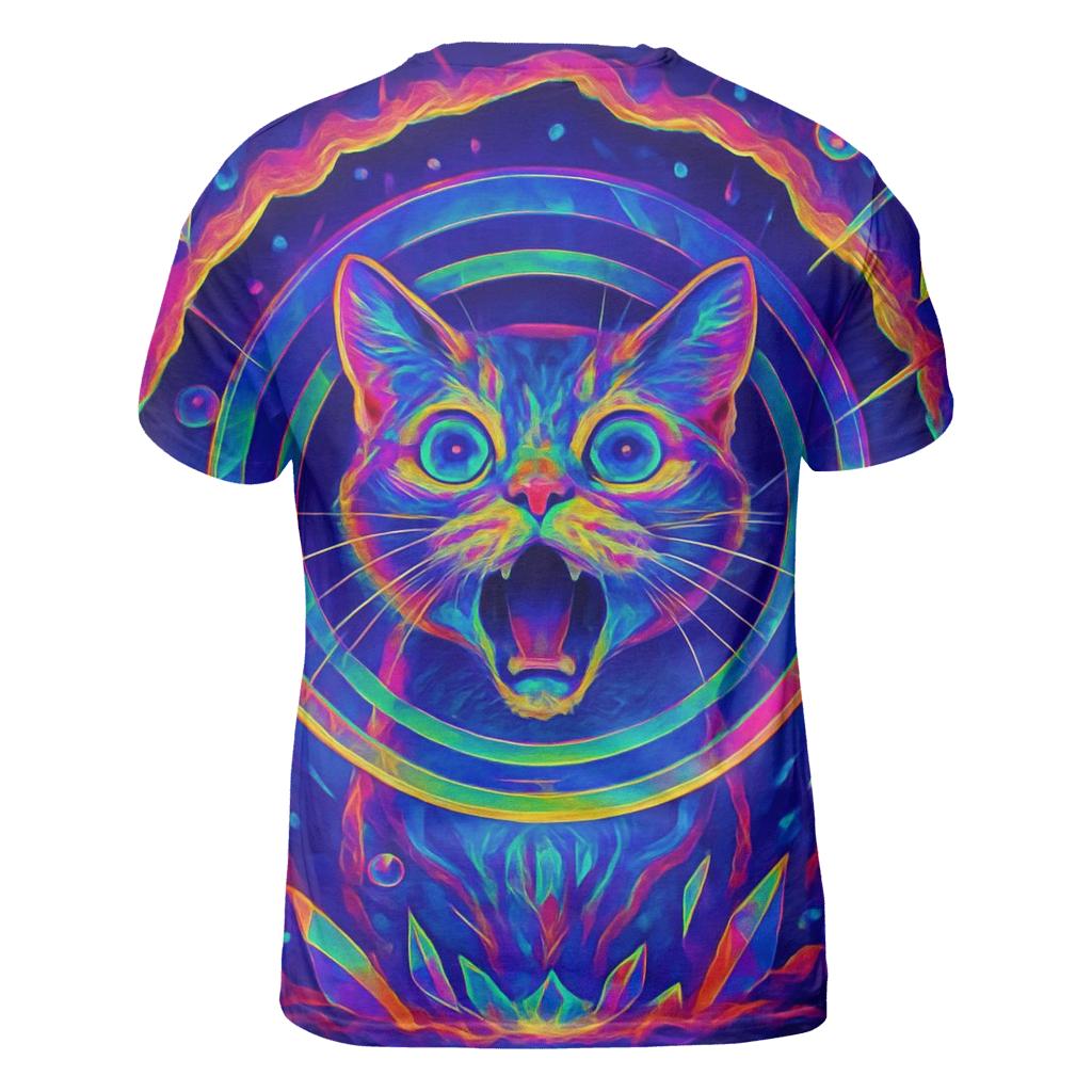 Crystal Cave Echo Cat artistic all-over print tops