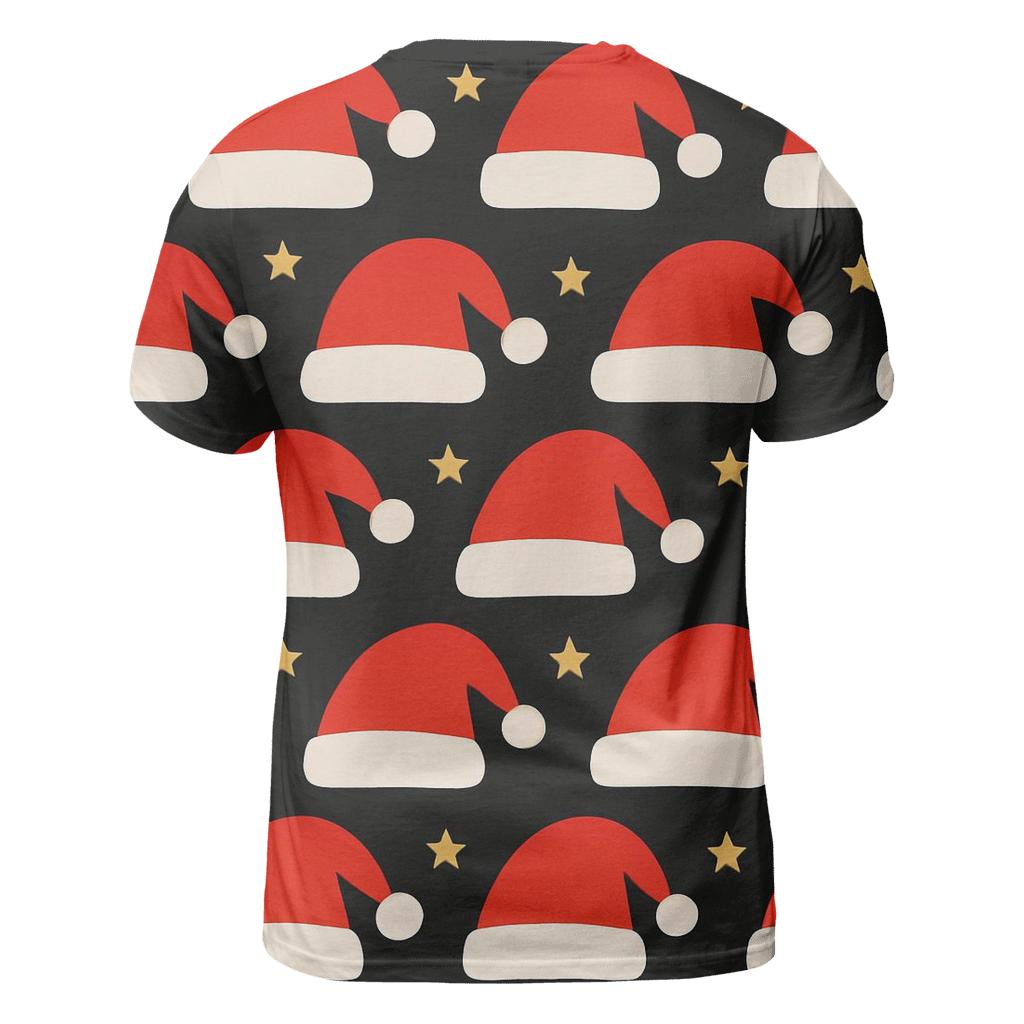 Santa Hat Stripe Bands On Black Background statement graphic shirts