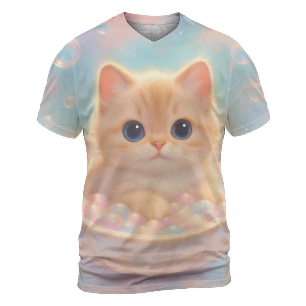 Rainbow Mist Bubble Bath Cat unique graphic print tees