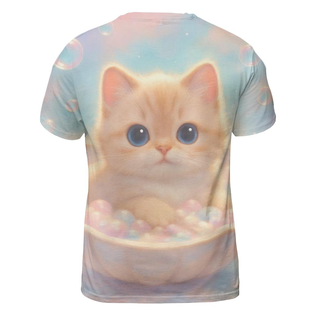 Rainbow Mist Bubble Bath Cat unique graphic print tees