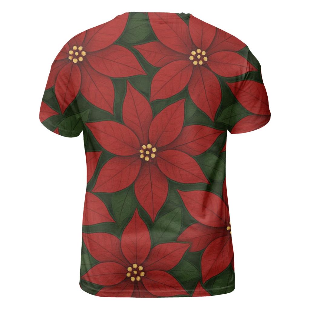 Poinsettia Petal Tessellation On Deep Green Background trendy printed shirt styles