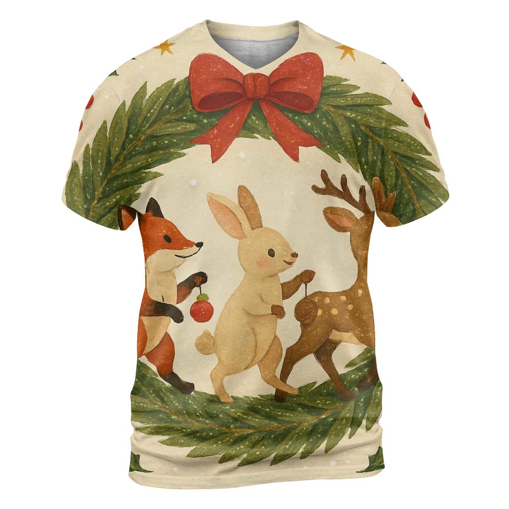 Winter Wildlife Wreath Parade unique graphic print tees