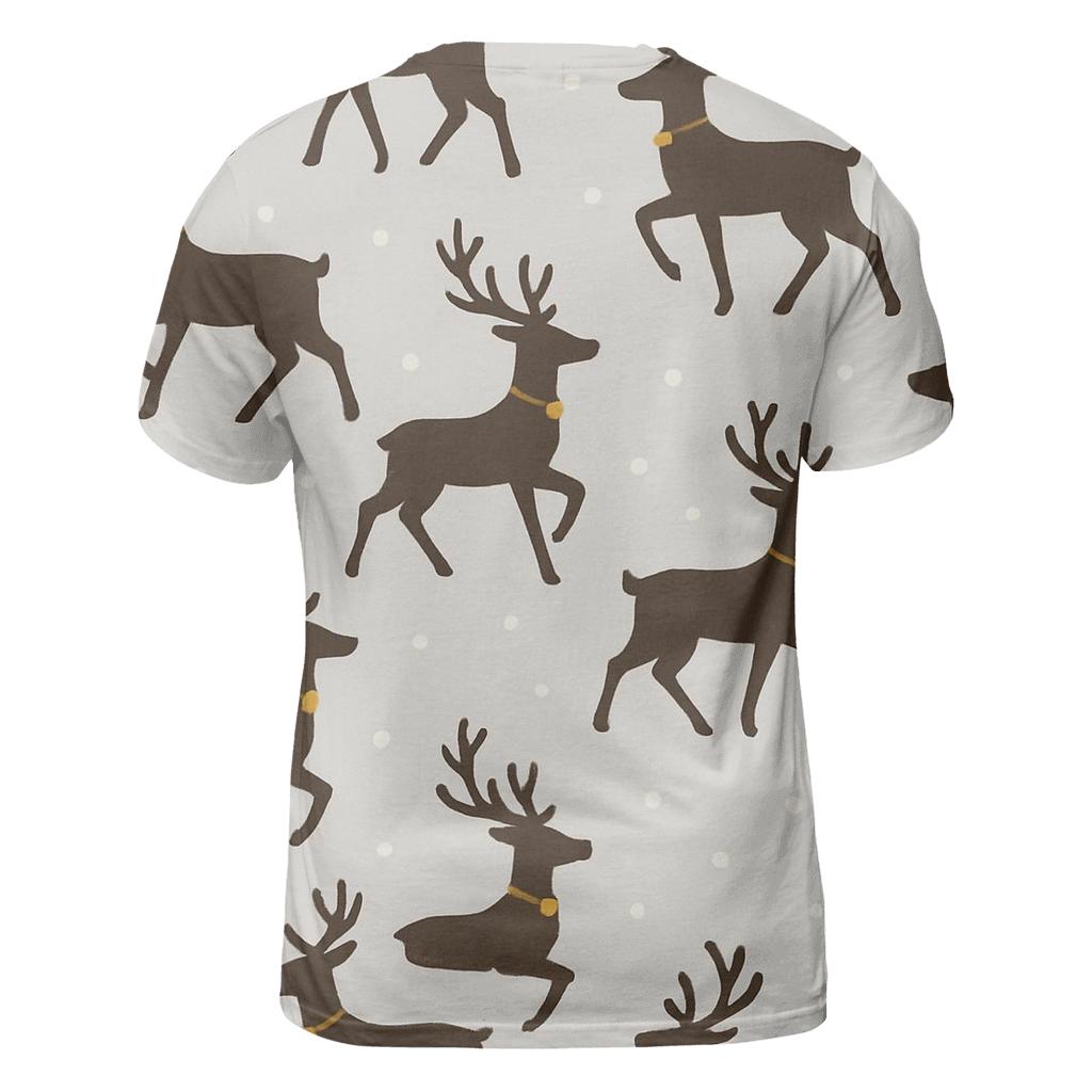 Reindeer Silhouette Diagonal March On Light Gray Background vibrant all-over design tees