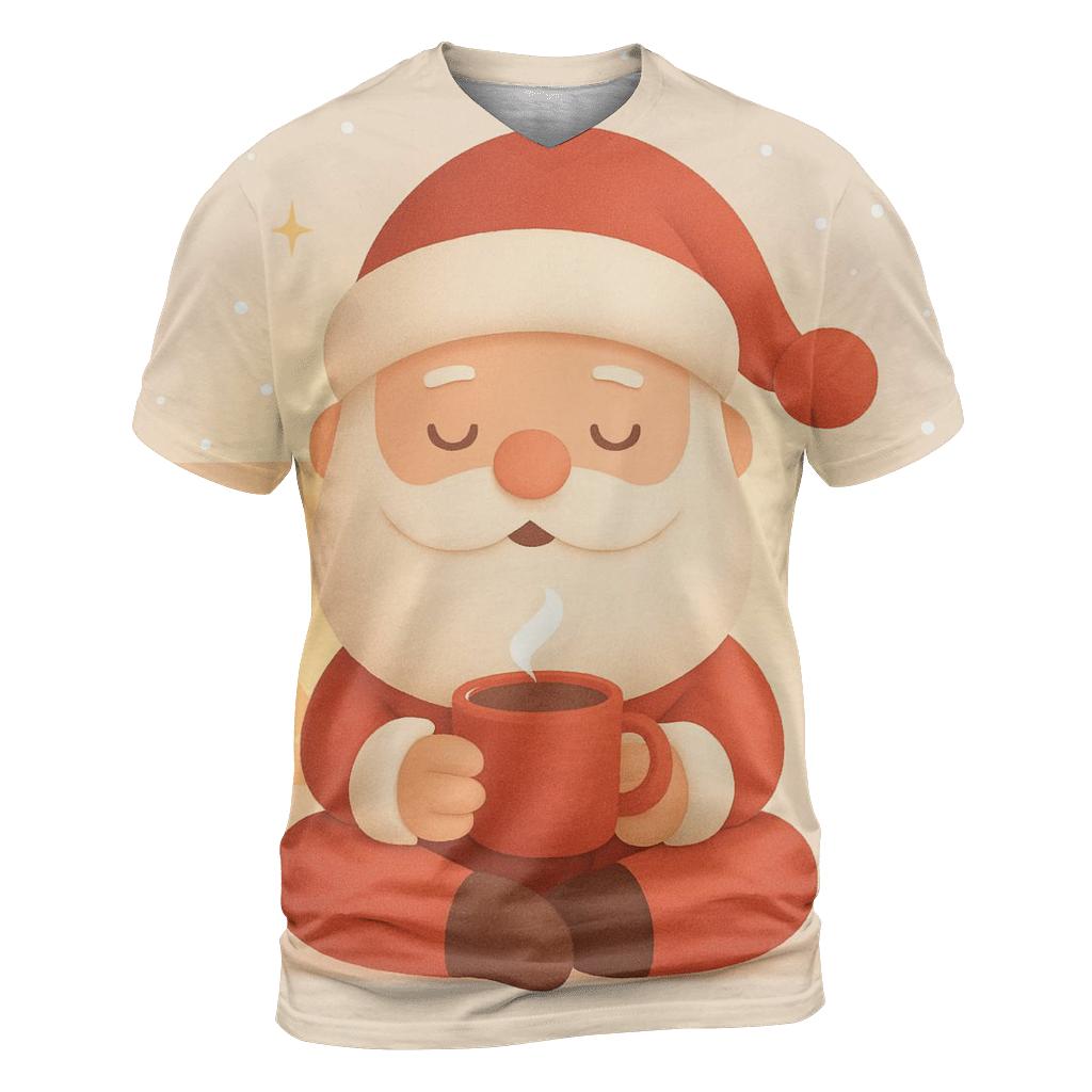 Minimal Cozy Santa With Fireplace Glow unique graphic print tees