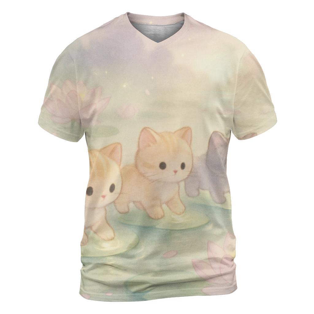 Floating Lotus Pond Kittens statement graphic shirts
